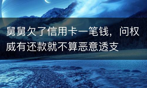 舅舅欠了信用卡一笔钱，问权威有还款就不算恶意透支