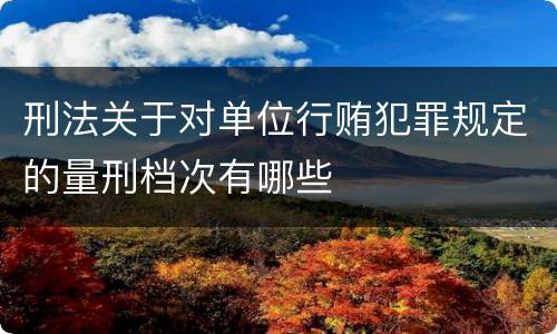 刑法关于对单位行贿犯罪规定的量刑档次有哪些