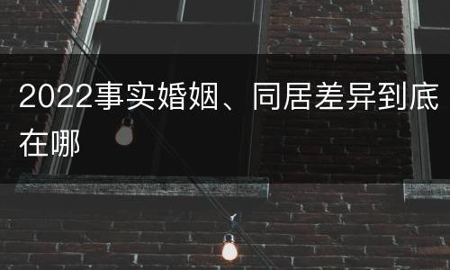 2022事实婚姻、同居差异到底在哪