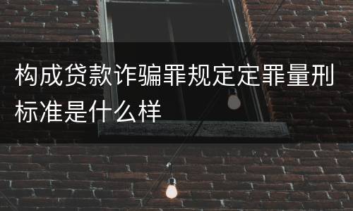 构成贷款诈骗罪规定定罪量刑标准是什么样