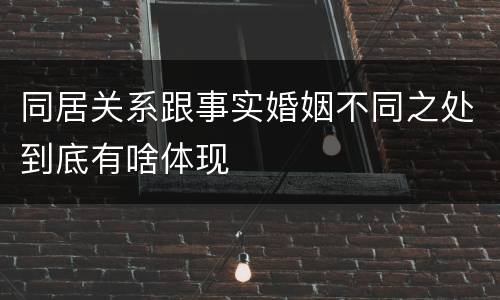 同居关系跟事实婚姻不同之处到底有啥体现