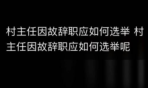 村主任因故辞职应如何选举 村主任因故辞职应如何选举呢