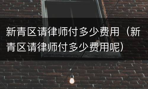新青区请律师付多少费用（新青区请律师付多少费用呢）