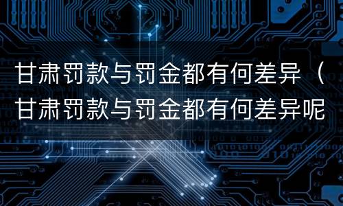 甘肃罚款与罚金都有何差异（甘肃罚款与罚金都有何差异呢）