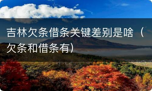 吉林欠条借条关键差别是啥（欠条和借条有）