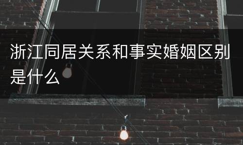 浙江同居关系和事实婚姻区别是什么