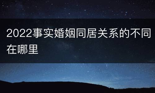 2022事实婚姻同居关系的不同在哪里