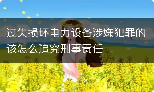 过失损坏电力设备涉嫌犯罪的该怎么追究刑事责任