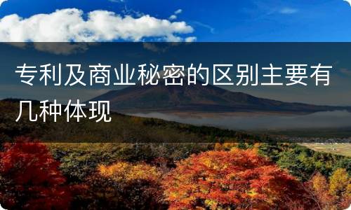 专利及商业秘密的区别主要有几种体现