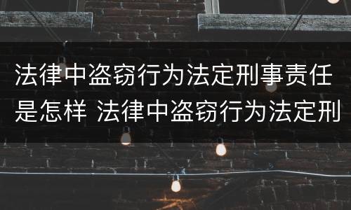 法律中盗窃行为法定刑事责任是怎样 法律中盗窃行为法定刑事责任是怎样认定的