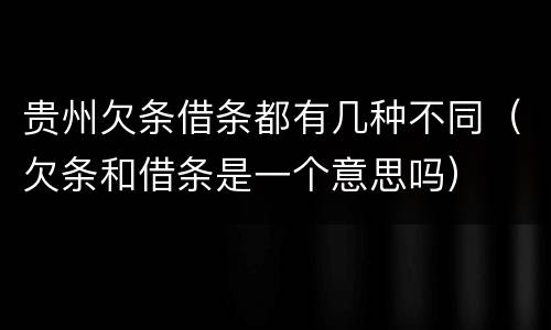 贵州欠条借条都有几种不同（欠条和借条是一个意思吗）