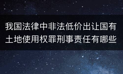 我国法律中非法低价出让国有土地使用权罪刑事责任有哪些