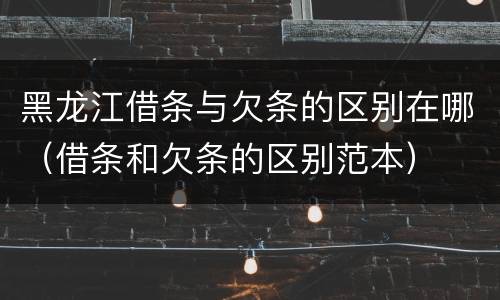 黑龙江借条与欠条的区别在哪（借条和欠条的区别范本）