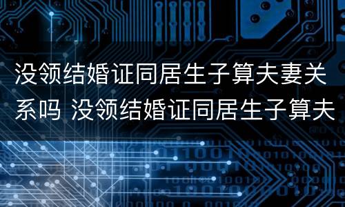 没领结婚证同居生子算夫妻关系吗 没领结婚证同居生子算夫妻关系吗知乎