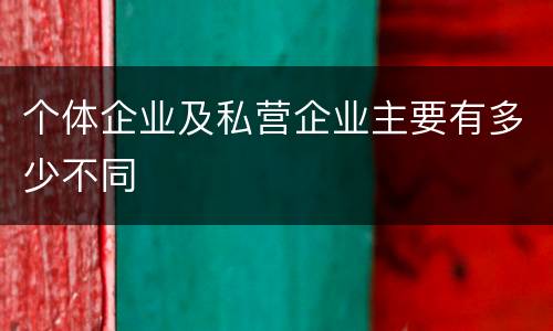 个体企业及私营企业主要有多少不同
