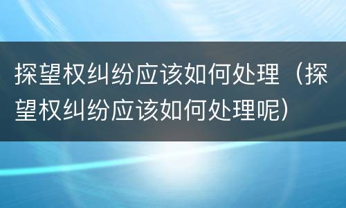 探望权纠纷应该如何处理（探望权纠纷应该如何处理呢）