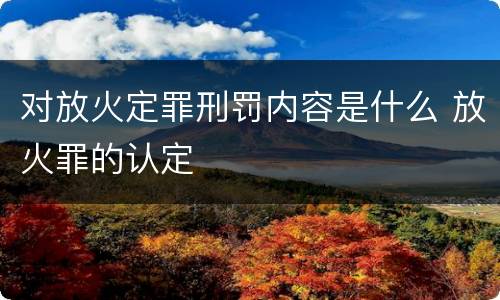 对放火定罪刑罚内容是什么 放火罪的认定