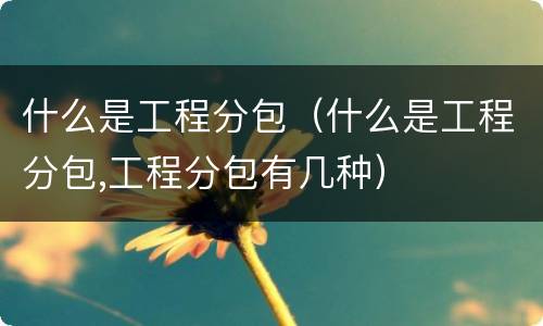 什么是工程分包（什么是工程分包,工程分包有几种）