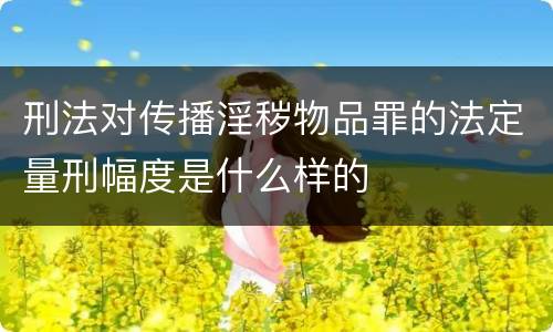 刑法对传播淫秽物品罪的法定量刑幅度是什么样的