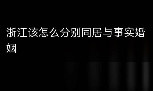 浙江该怎么分别同居与事实婚姻
