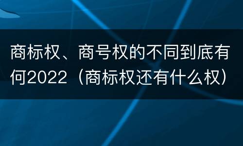 商标权、商号权的不同到底有何2022（商标权还有什么权）