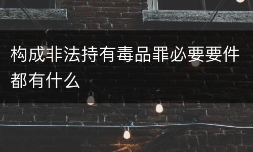 构成非法持有毒品罪必要要件都有什么