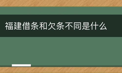 福建借条和欠条不同是什么