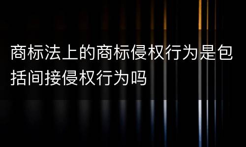 商标法上的商标侵权行为是包括间接侵权行为吗