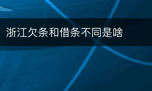 浙江欠条和借条不同是啥