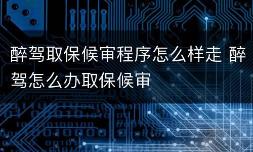醉驾取保候审程序怎么样走 醉驾怎么办取保候审