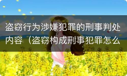 盗窃行为涉嫌犯罪的刑事判处内容（盗窃构成刑事犯罪怎么处置）