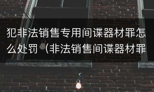 犯非法销售专用间谍器材罪怎么处罚（非法销售间谍器材罪情节严重）