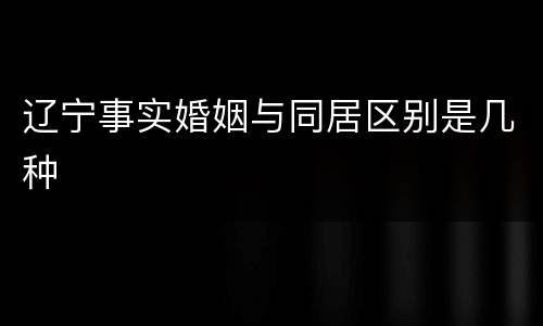 辽宁事实婚姻与同居区别是几种