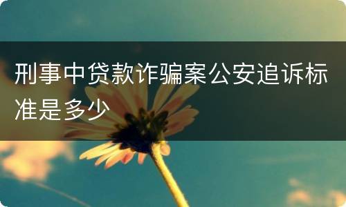 刑事中贷款诈骗案公安追诉标准是多少