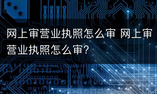 网上审营业执照怎么审 网上审营业执照怎么审?