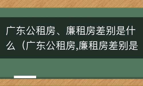 广东公租房、廉租房差别是什么（广东公租房,廉租房差别是什么意思）