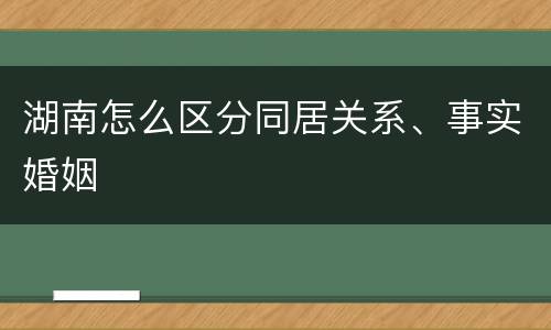 湖南怎么区分同居关系、事实婚姻