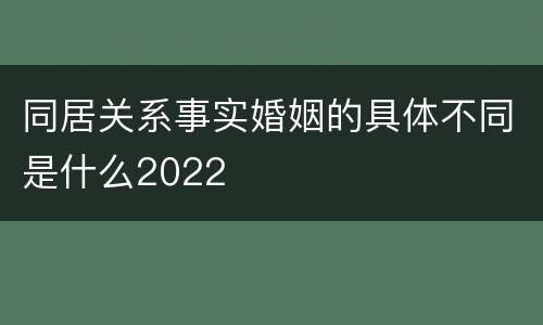 同居关系事实婚姻的具体不同是什么2022