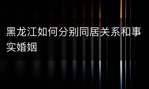 黑龙江如何分别同居关系和事实婚姻