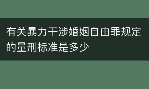 有关暴力干涉婚姻自由罪规定的量刑标准是多少