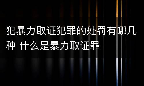 犯暴力取证犯罪的处罚有哪几种 什么是暴力取证罪