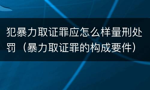 犯暴力取证罪应怎么样量刑处罚（暴力取证罪的构成要件）