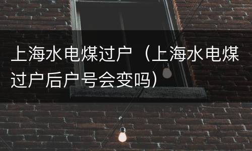上海水电煤过户（上海水电煤过户后户号会变吗）