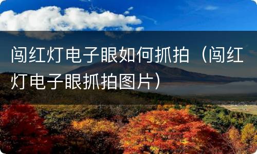 闯红灯电子眼如何抓拍（闯红灯电子眼抓拍图片）