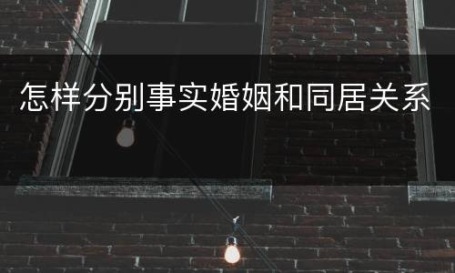 怎样分别事实婚姻和同居关系