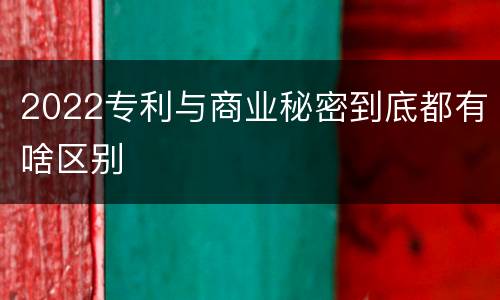 2022专利与商业秘密到底都有啥区别