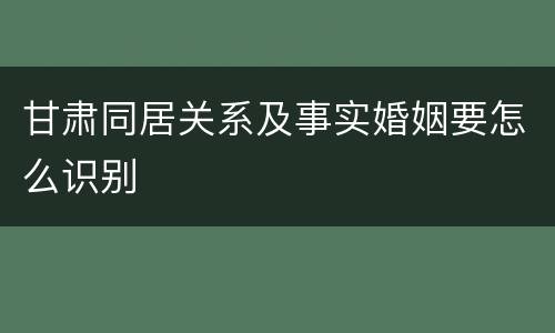 甘肃同居关系及事实婚姻要怎么识别