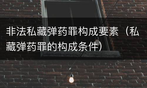 非法私藏弹药罪构成要素（私藏弹药罪的构成条件）