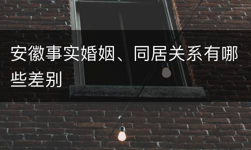 安徽事实婚姻、同居关系有哪些差别