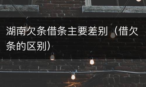 湖南欠条借条主要差别（借欠条的区别）